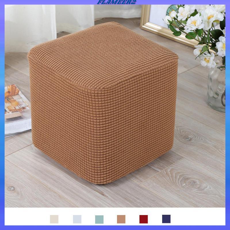 [Flameer2] Ottoman Covers Slipcover โพลีเอสเตอร์ Ottoman Slipcover สี่เหลี่ยมผืนผ้า Ottoman Cover