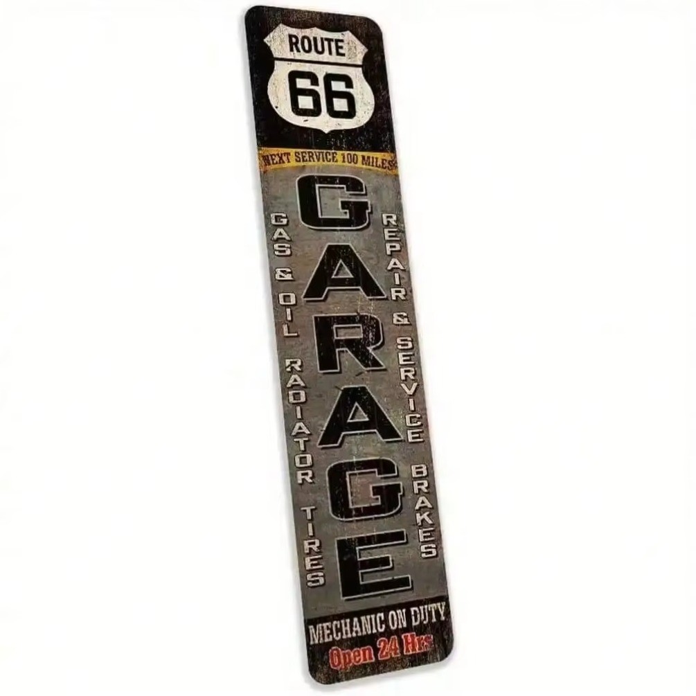 HELLOYOUNG Vintage Route 66 ป้ายโลหะ Retro Garage Decor Wall Art Home Office Rustic