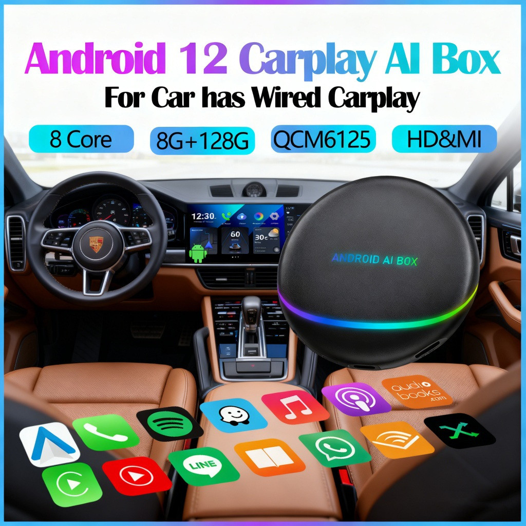 Ottocast P3 Carplay Ai Box Android 13 ไร้สาย CarPlay Android Auto 8+128GB QCM6125 Qualcomm 8 Core เอ