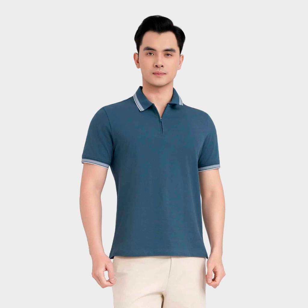 Aristino เสื้อโปโลผู้ชายคอเป็ดผ้าฝ้ายอินทรีย์หรูหราปกติ Fit Zipper APS010EDP01