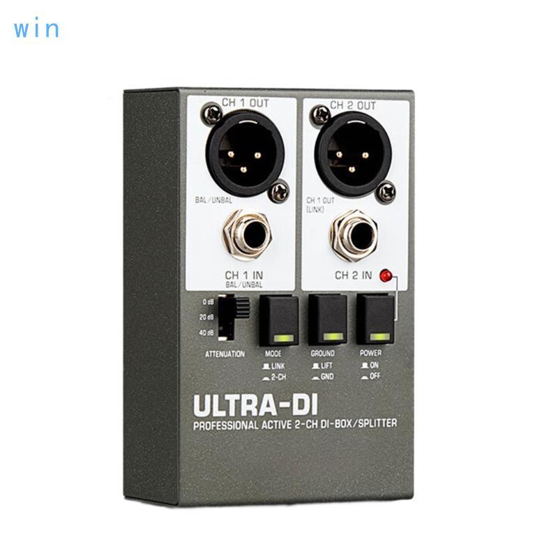 Win Impedance Matching DI Box แหล่งจ่ายไฟแชสซีโลหะอุปกรณ์เสียงสด 2 ช่อง DI Box