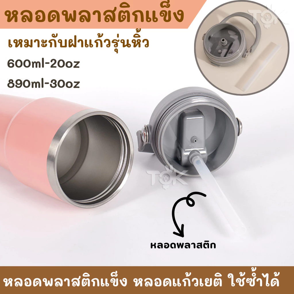 อะไหล่ หลอดพลาสติก หลอดแก้วเยติ สำหรับฝาแก้วหิ้ว 600/890ml หลอดดูดน้ำ ใช้ซ้ำได้ (เฉพาะหลอด)