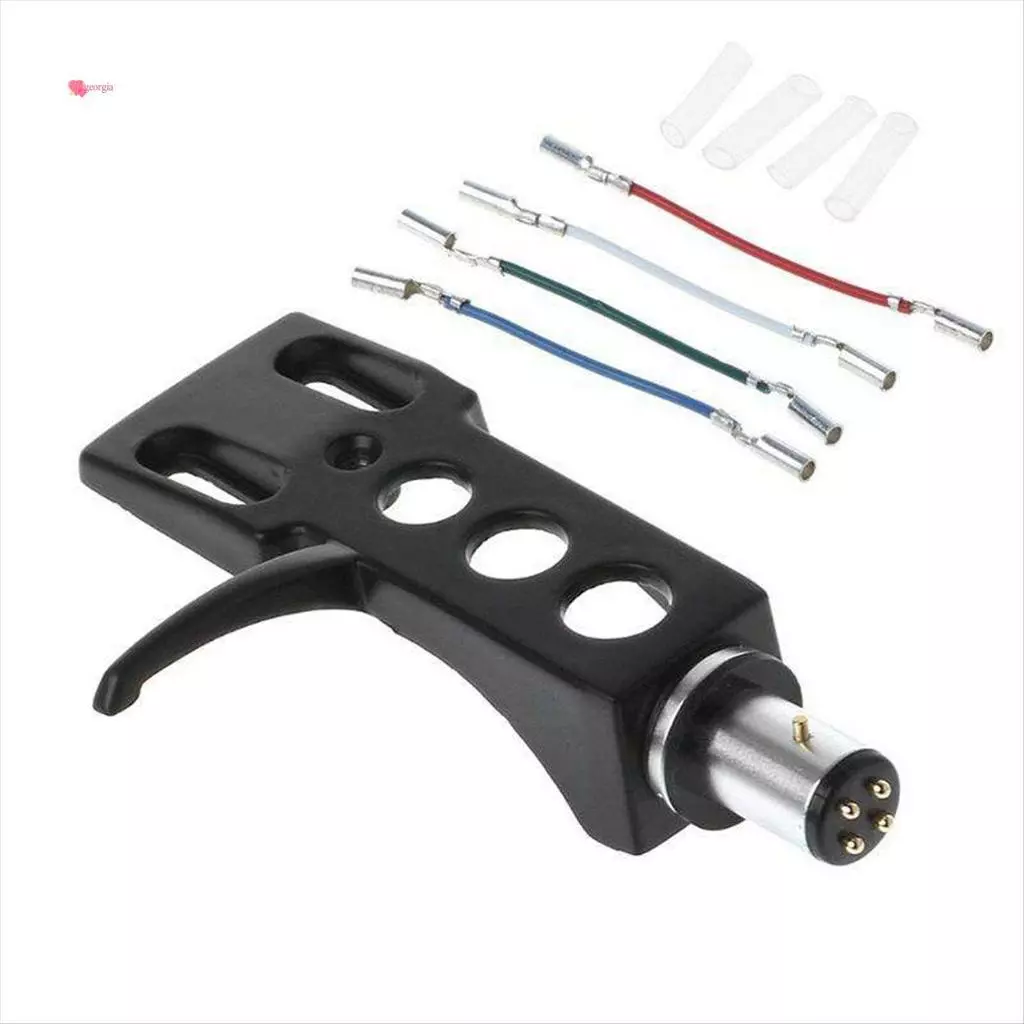 gorg331 ชิ้น Phono Turntable Headshell Mount Phonoograph ผู้ถือหัว Stylus ตะกั่วลวดโลหะสีดําสําหรับ LP Disc เครื่องเล่นบันทึก