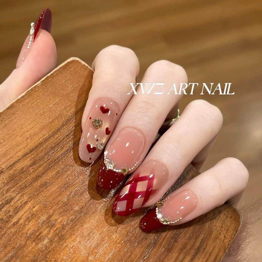 Wine Red Star Language Maruko Style Extravagant Checked Cats Eye Red French Handmade Wearing Armor Y