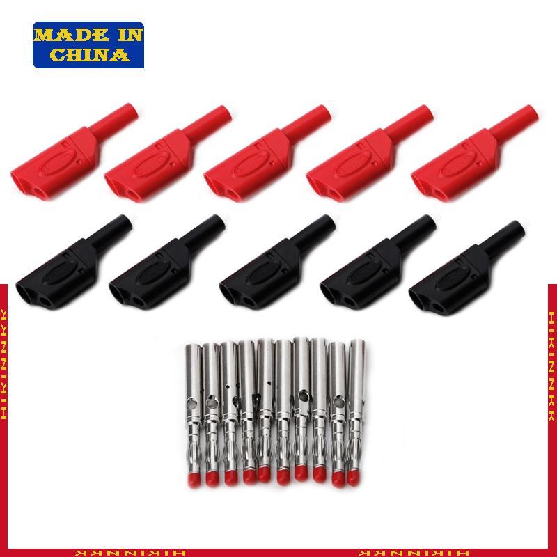 HIK 10 ชุด 4 มม.ชาย Sheath Stackable Banana Plug Wire Solder Connector