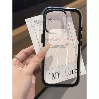 เคสสำหรับ OPPO Reno 16 16F 15 15F 14 14F 5G, OPPO Reno 16 15 14 Pro, OPPO Reno 15 Pro Max เคสโทรศัพท์ลายโบว์น่ารัก เคสกันกระแทกสองชั้นแบบนุ่ม 2-in-1