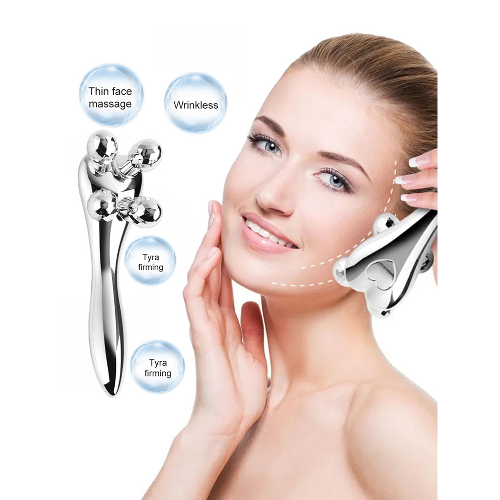 1 Pcs 4D Roller Face-lift Wrinkle Silver Y Shape Roller Facial Eye Neck Relaxation Slimming Massager