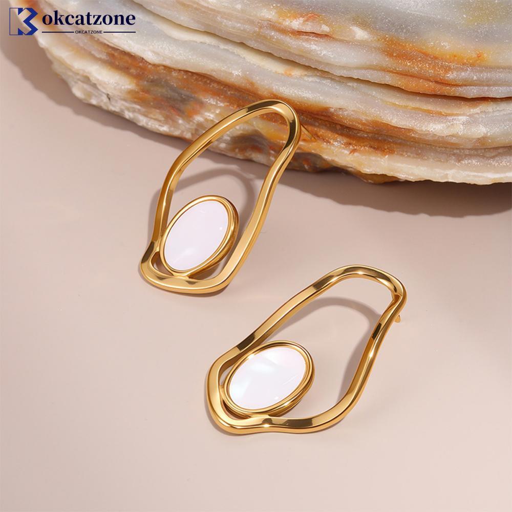 OKCATZONE แฟชั่น High-End ต่างหู Hollowed-Out ไม่สม่ําเสมอต่างหูเรขาคณิตต่างหู Ear Stud อุปกรณ์เสริม