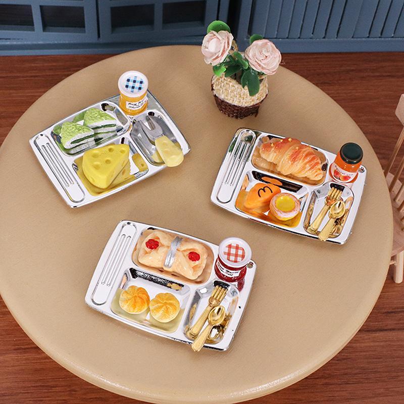 Blossom Bazaar 1/12 ตุ๊กตาจําลองร้านอาหารจานอาหารตุ๊กตาห้องรับประทานอาหารตกแต่งฉากตุ๊กตา House อุปกร