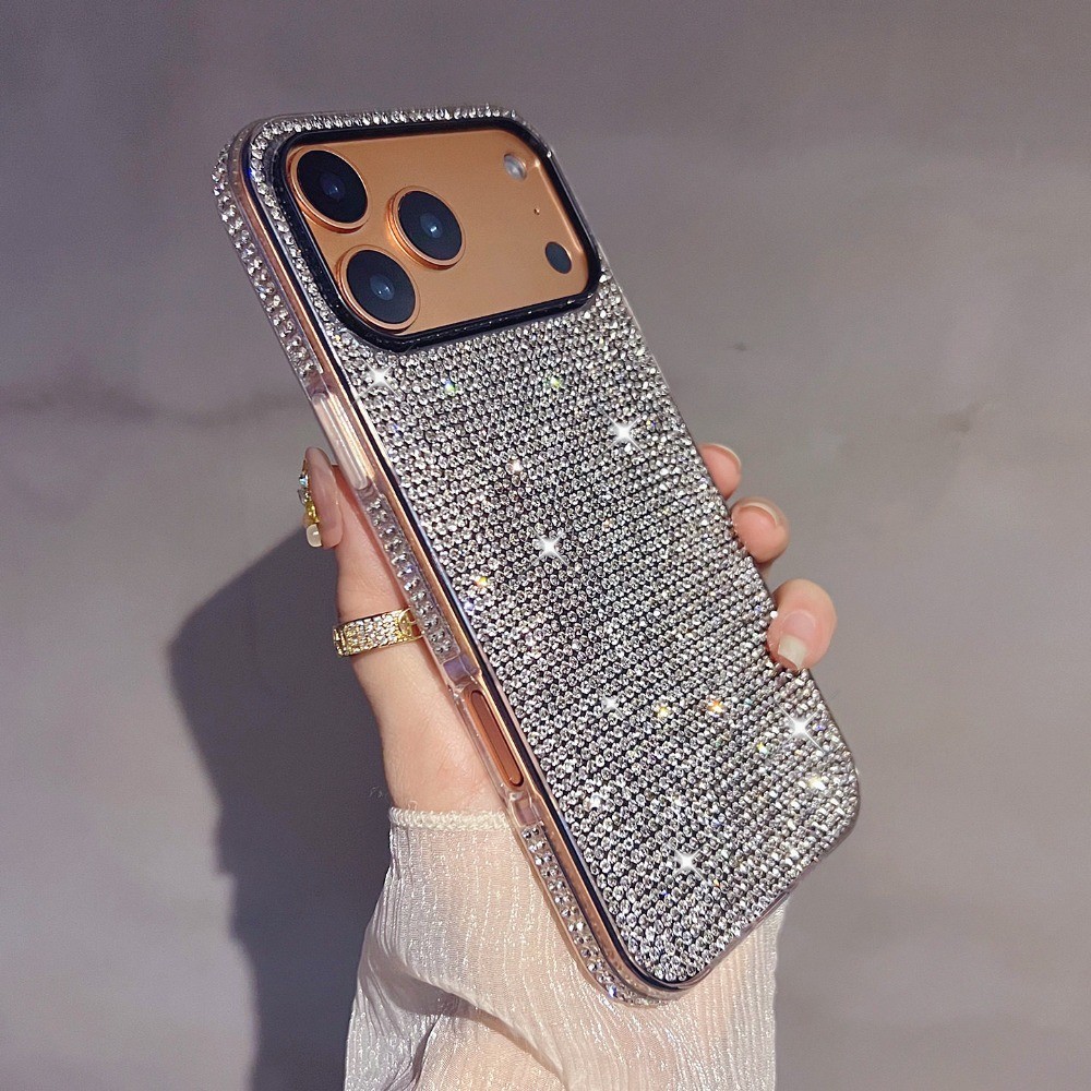 ปลอกขายร้อนเพชรเต็มเหมาะสําหรับiPhone17 Air 16 15 14 13 12 11 Promax 7 8 Plus XsMax XR X Xs Super Flash Rhinestoneกรอบเพชรกันกระแทกเคสโทรศัพท์