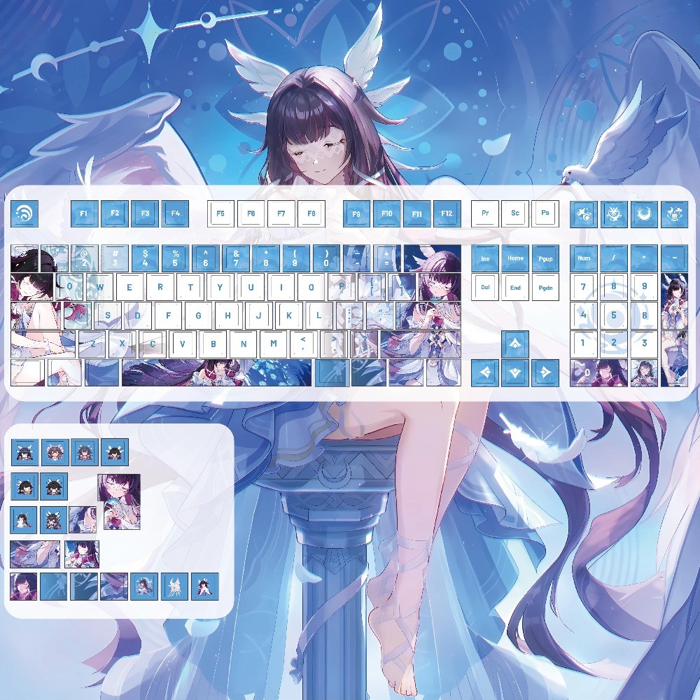 Columbina Hyposelenia Keycaps 120 คีย์โปรไฟล์เชอร์รี่ PBT Wooting Aula F75 Mechanical Keycap Dye Sub