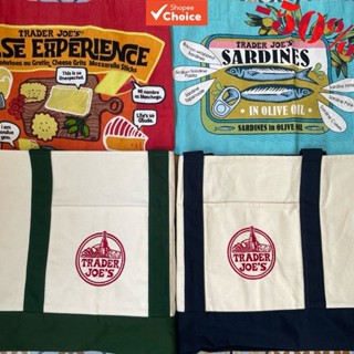 แฟชั่น Desin ขนาดใหญ่ Trader Joes กระเป๋าผ้าแคนวาสปักกระเป๋า…