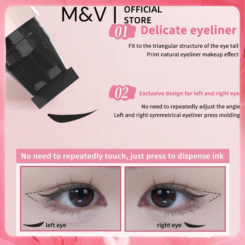 M&V Rotate Eyeliner Stamp Integrated Brown Dual-Tip DIY Eyeliner Wing Stencil Waterproof Liquid Pen 