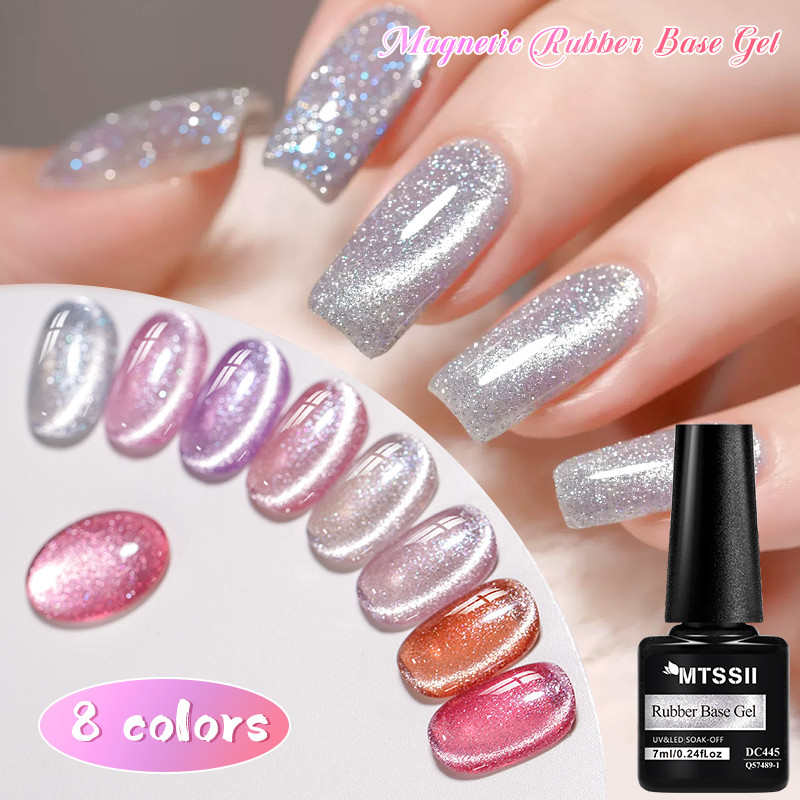 MEET ACROSS 7ml เจลฐานยางแม่เหล็ก 3-In-1 High Gloss Shine เล็บเจล Soak Off UV/LED เล็บไม่มีฐาน/สี/แม่เหล็กเจล