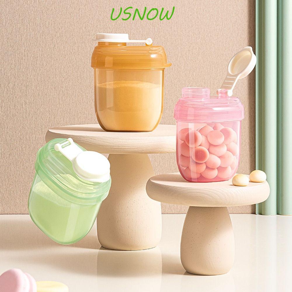 USNOW กล่องนมผงเด็ก,พร้อมช้อนนมผง Essential Cereal Toddle ภาชนะขนม, แบบพกพากล่องอาหารกลางวันใส่อาหาร