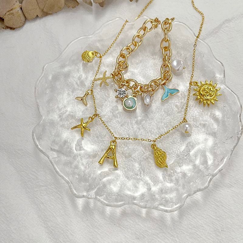 Hot Sale#[Exquisite Marine Elements]26English Letter Necklace for Women Fashionable High-end Ocean E