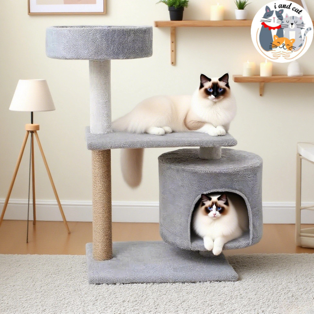 I&CAT คอนโดแมวราคาถูก ผ้ากำมะหยี่นุ่ม 3 ชั้น ที่ลับเล็บ ที่นอน ของเล่นครบ โครงสร้างแข็งแรง มั่นคง ไม่สั่นไหว