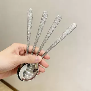 Papa ช้อนซุปสเตนเลส สไตล์เกาหลี ด้ามจับยาว สำหรับโรงแรม ห้องครัว(20cm) ช้อน ด้าม