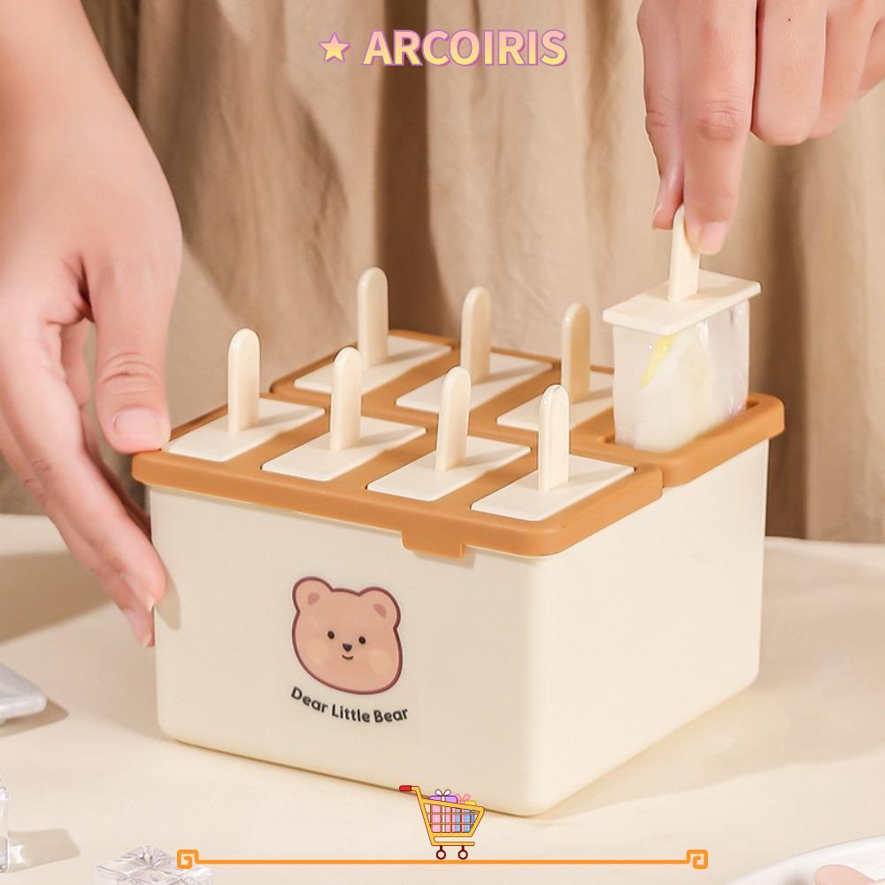 ไป๋เหอ แม่พิมพ์ไอติมพร้อมฝาปิด ชุดแม่พิมพ์ไอศกรีมหมี นํากลับมาใช้ใหม่ได้ 4/8 ตารางเครื่องทําไอติมแช่แข็งโฮมเมด