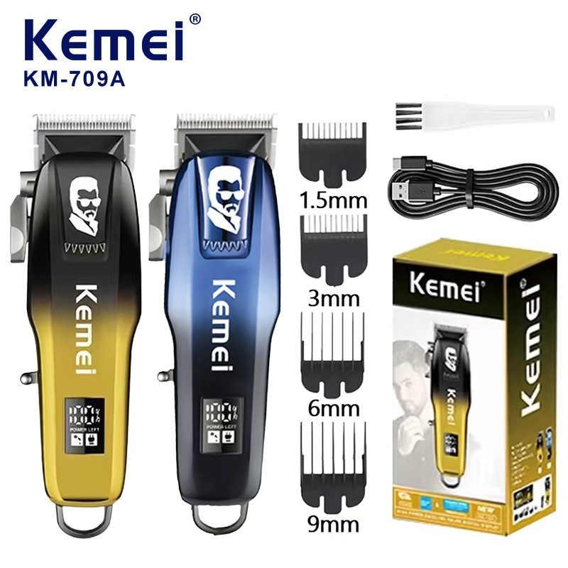 KEMEI KM-709A ปัตตาเลี่ยนตัดผม กันขอบ ไร้สาย   มีจอ LCD  แสดงผล(พร้อมส่ง)