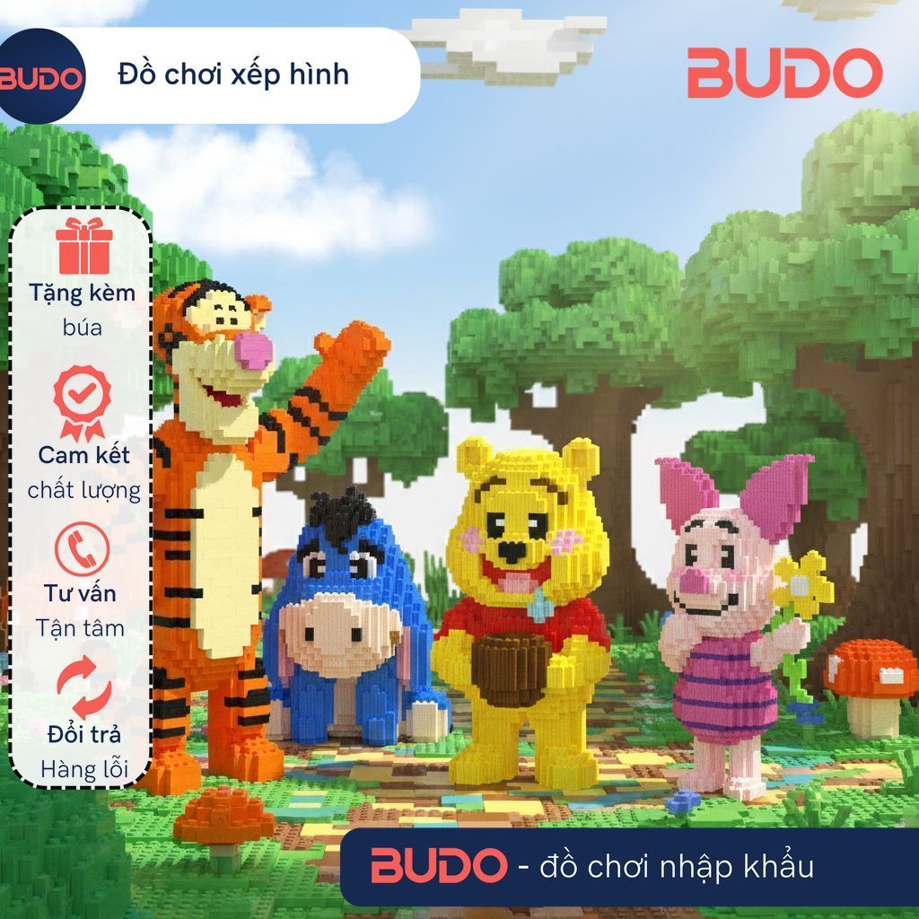 Winnie the pooh Eeyore Piglet Tigger Nano Block 3D Assembly Model - Puzzle Toy Decor ของขวัญตกแต่ง