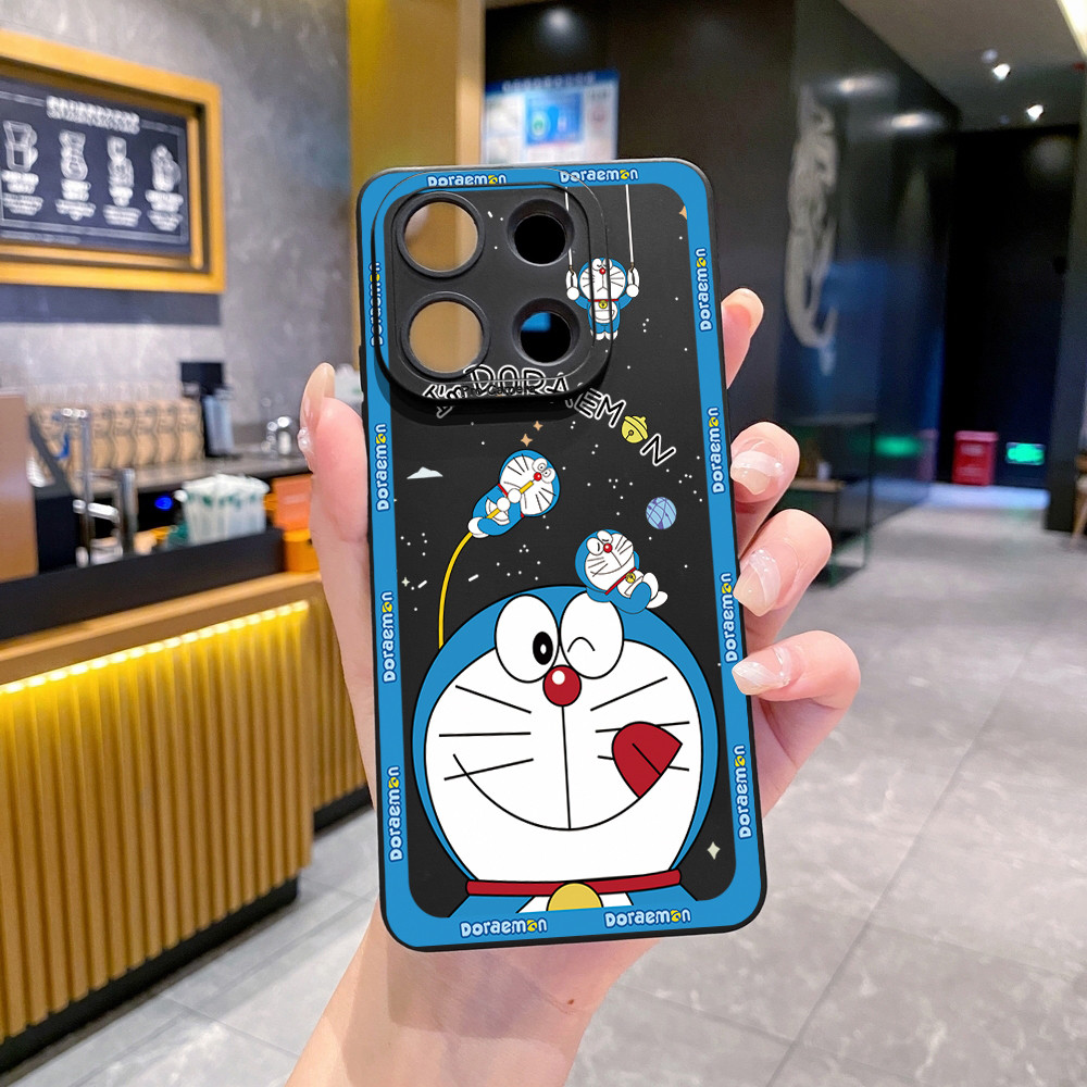 เข้ากันได้กับ Xiaomi Redmi Note 14 13 12 Pro 5G 12S 14C 13C A3 A4 Smile Doraemon Case ฝาครอบป้องกันเลนส์
