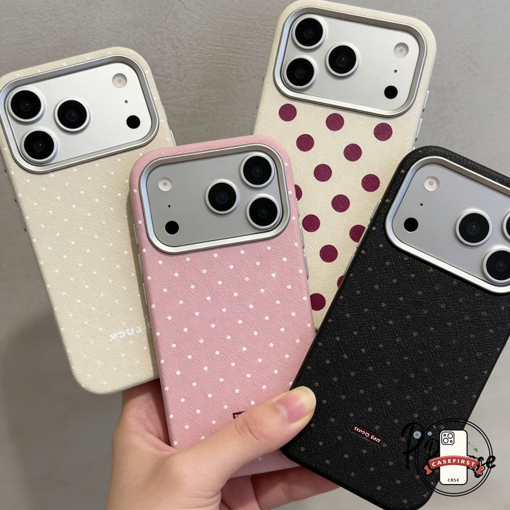 เคสไอโฟน17 15เคสหนังลายจุดน่ารัก สำหรับiPhone 17 16 11 14 15 12 13 Pro Max air 14 16 15 7 8 Plus X XR XS SE2 3