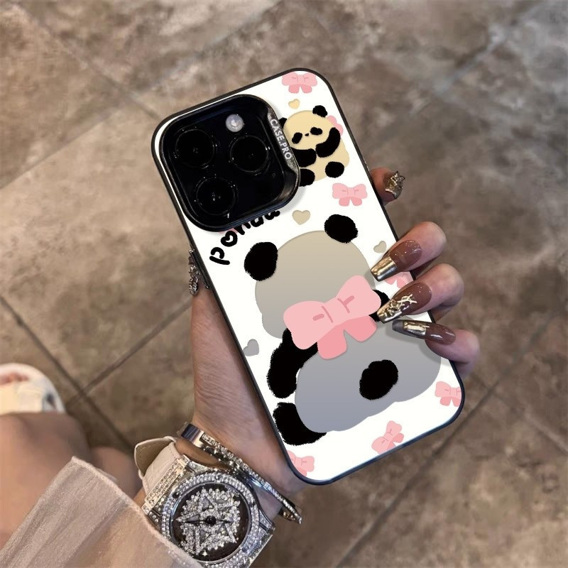 เคสโทรศัพท์แพนด้าผีเสื้อสัตว์ Hollow เหมาะสําหรับ iPhone 14promax 15promax 17 16 15 14 13 12 11 pro 