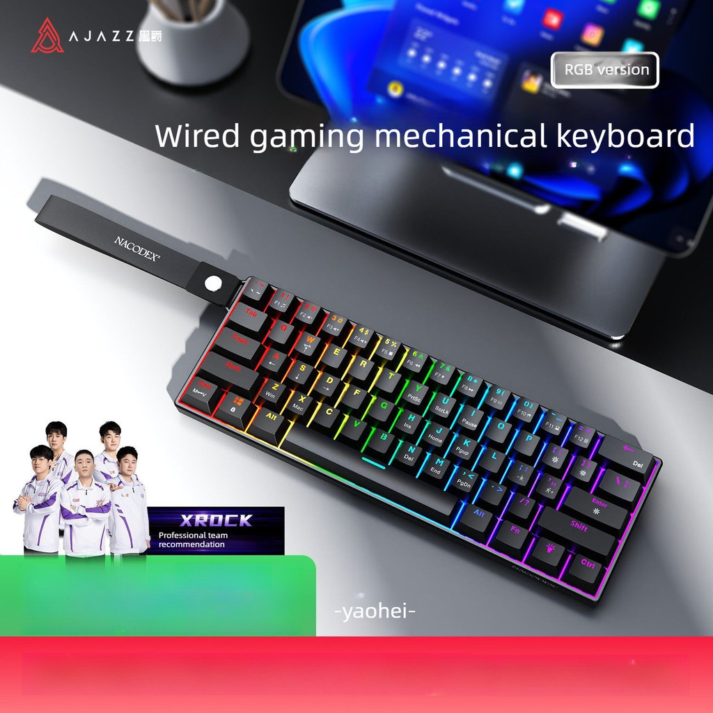 AJAZZ NK61 61-Key Mechanical Keyboard, Hot-Swappable RGB Backlit Wired Gaming Keyboard with Personal