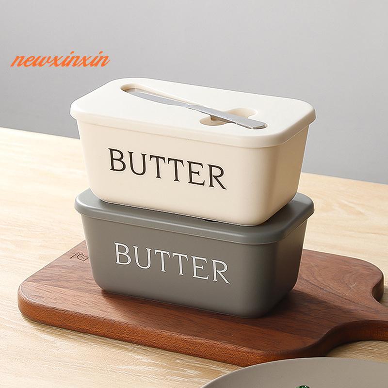 [NT-t] ภาชนะเนยอาหารเกรด PP กล่องร้านอาหารปิดผนึกกล่องเก็บชีสจานพร้อมมีดเครื่องตัดเนยเครื่องใช้บนโต๊ะอาหารเนย [ใหม่]