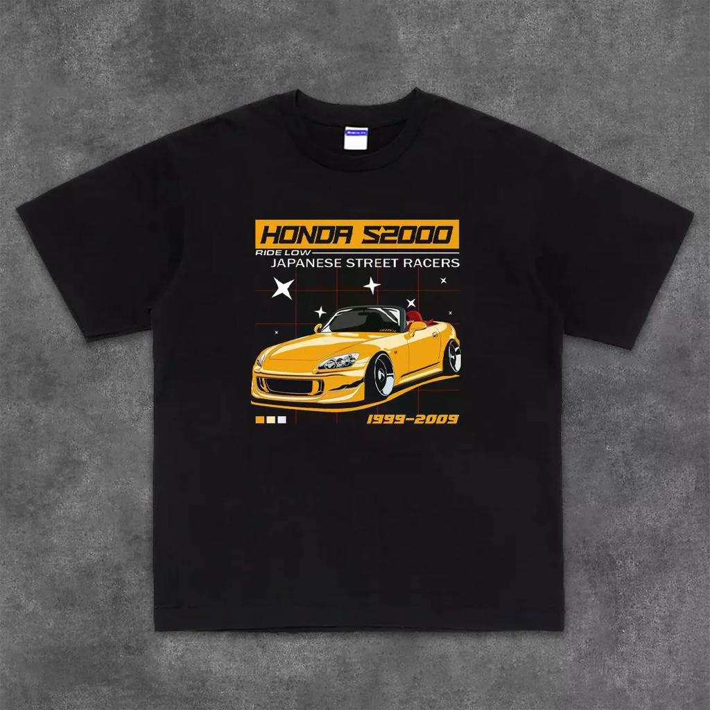 Honda S2000 sports car illustration print short-sleeved T-shirt, heavyweight cotton, racing style