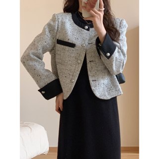 สูทสีเทาแขนยาวผู้หญิงไซส์ใหญ่ล่าสุด สไตล์เกาหลีรัดรูปวินเทจ …