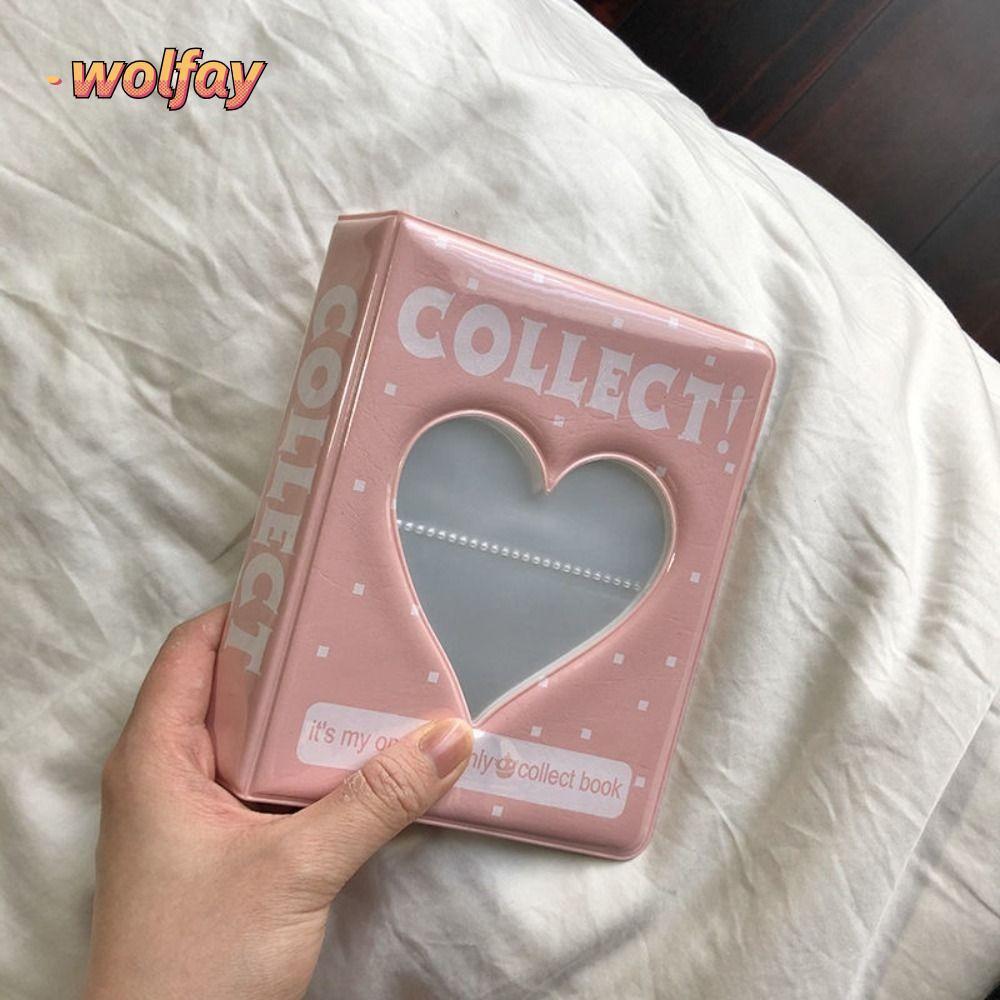 อัลบั้มภาพ WOLFAY, ที่ใส่โฟโต้การ์ดกลวง 64 กระเป๋า, Mini Love Heart PVC Photo Holder Men