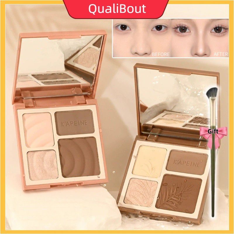 【เก็บเงินปลายD】 【ของแถมฟรี】พาเลทไฮไลท์ 4 สี คอนทัวร์ 3 มิติ สีเทาซีเมนต์ ช่วยให้ผิวดูสว่างใสเป็นธรรม