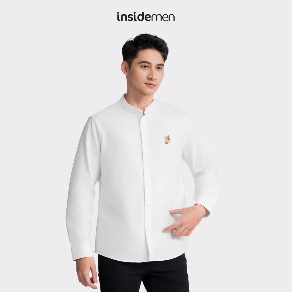 INSIDEMEN Cotton Regular Fit เสื้อเชิ้ตแขนยาวผู้ชายคอปก ILS0910Z