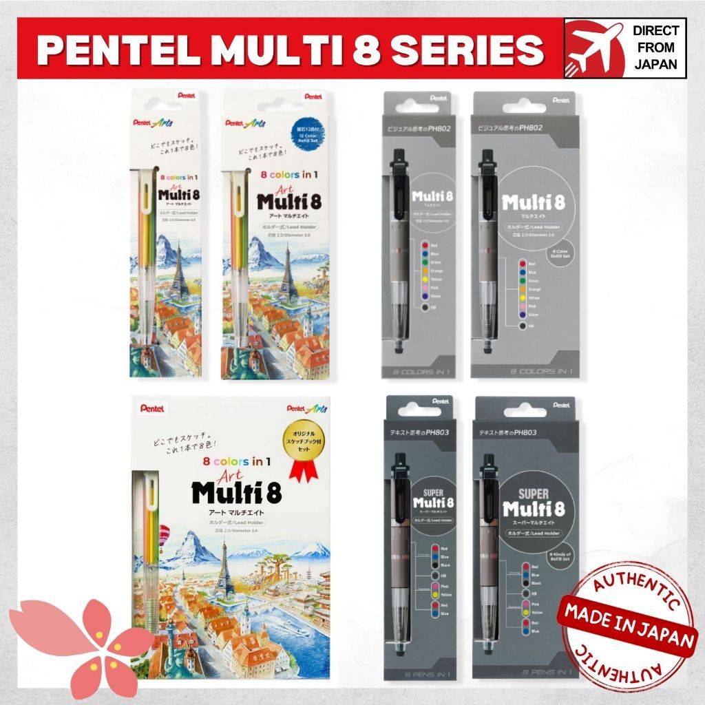 Pentel Multi 8 series Mechanical Pencil & Refill Set - Made in Japan | Direct from Japan