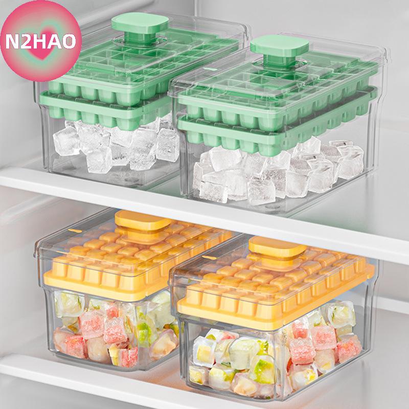 N2HAO 34/68Grids Ice Cube Mould ขนาดใหญ่ความจุ Ice CompartmentFood Grade Ice Cube ถาดกล่องเก็บ n