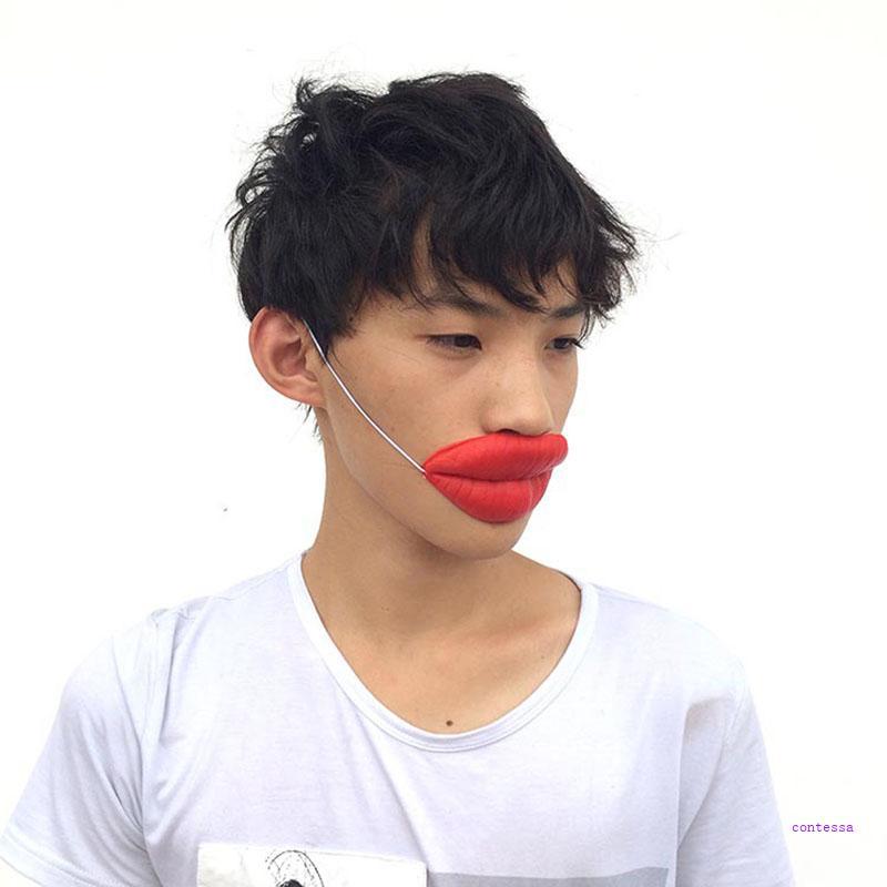 CON Props Jokes ไส้กรอกริมฝีปากสีแดงหนาปากใหญ่ฮาโลวีนตลกสยองขวัญ Latex