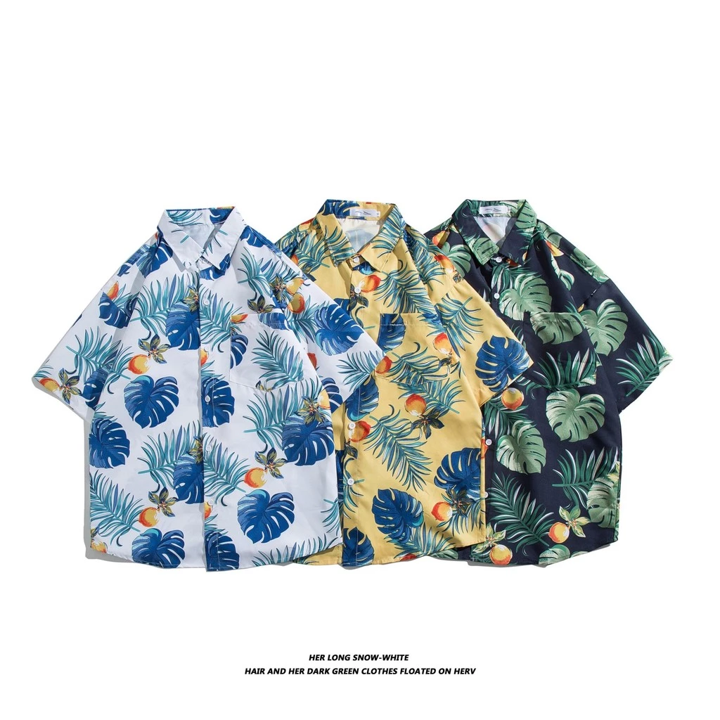 เสื้อเชิ้ตฮาวายลายดอก D-017 แขนสั้นคอปก thumbnail 8