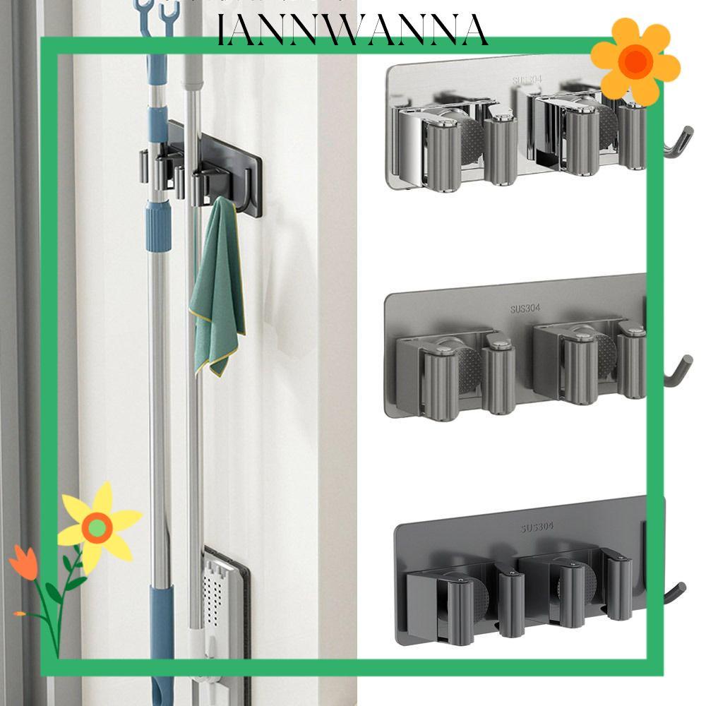 IANNWANA Mop Storage Rack, ติดผนังเล็บฟรี Hook Broom Rack, Multi-Purpose Storage Rack Hook Rack 304 