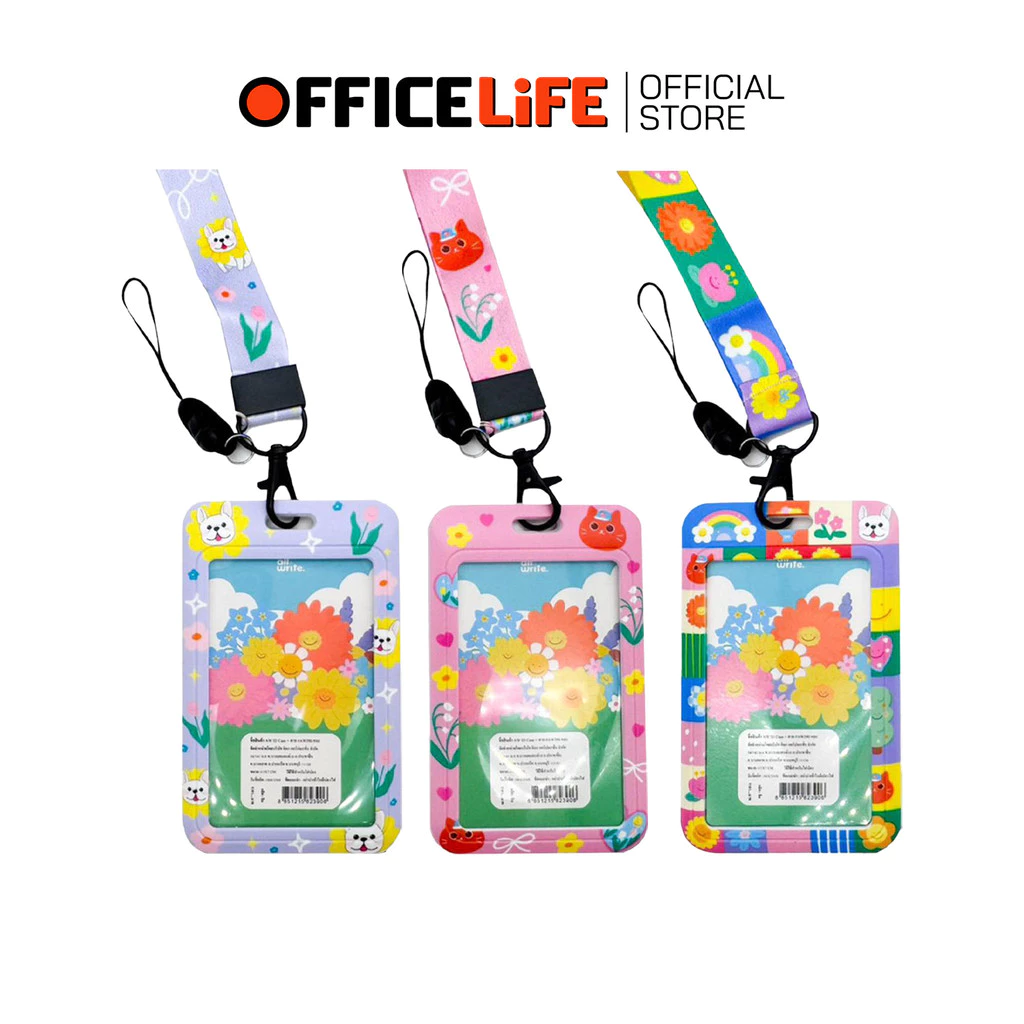 Allwrite (ออไรท์) ป้ายชื่อพลาสติกสุดน่ารัก ป้ายพนักงาน รุ่น AW390 พร้อมสายคล้อง ID Case ( 1 ชิ้น / คละลาย )