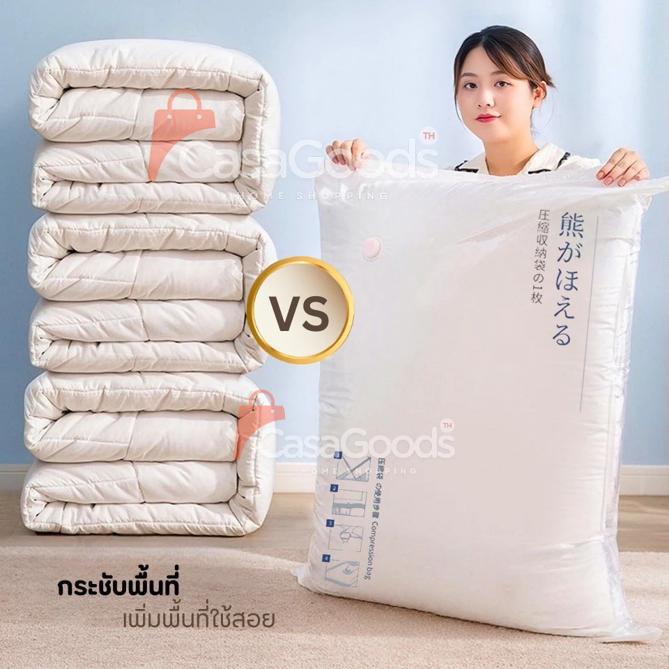(อัพเกรดใหม่)ถุงสูญญากาศ หนาพิเศษ วาล์วกันรั่ว2ชั้น จัดเก็บของ ผ้าห่ม ผ้านวม กระชับพื้นที่เดินทาง ถุงใส่เสื้อผ้าพกพา thumbnail 6