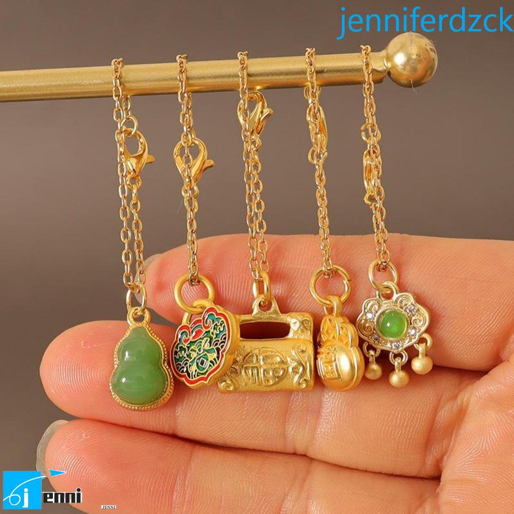 JENNIFE สร้อยคอจําลองขนาดเล็ก, 1/6 Blessing Mini BJD หยกหัวเข็มขัดสร้อยคอ,ทองล็อค DIY จีนความงาม Dre