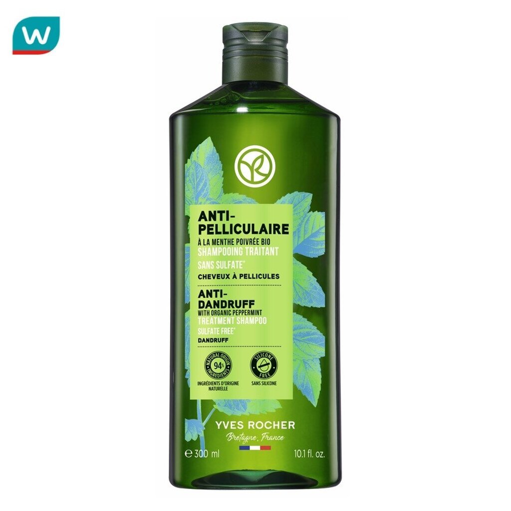 Yves Rocher อีฟ โรเช แชมพู แอนตี้-แดนดรัฟ วิท ออแกนิค เปเปอร์มินท์ ทรีตเมนต์ 300 มล.