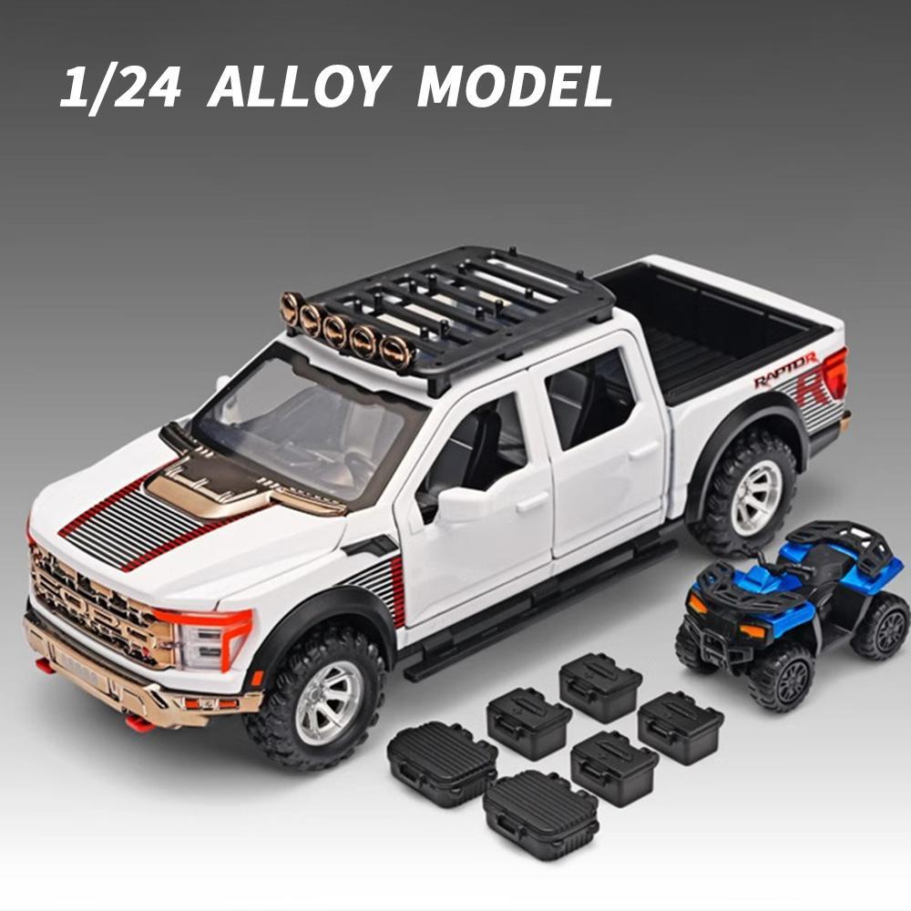 สต็อกไทย รถกระบะ F150 สเกล1/24 โมเดลอัลลอย มีเสียงและแสง มีฟังก์ชันดึงกลับ ตกแต่งบ้าน ของเล่นเด็ก