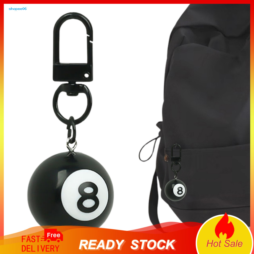 SETN Pool Cue Ball พวงกุญแจมินิบิลเลียดพวงกุญแจสีดํา 8 Ball พวงกุญแจ Mini Pool Ball Charm พวงกุญแจบิ