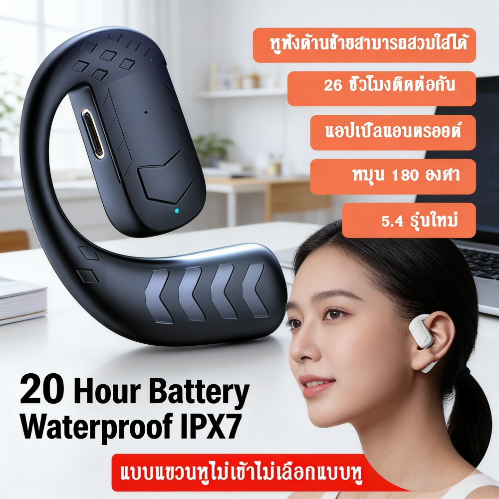 หูฟังข้างซ้ายไร้สาย บลูทูธ 5.4 ลดเสียงรบกวน ชาร์จ Type-C เสียงชัด เหมาะขับขี่ทำงาน