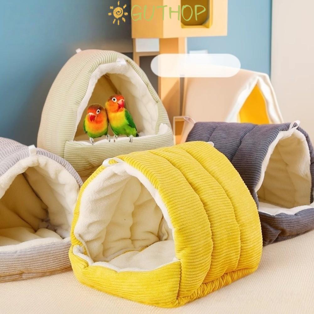 GUTHOP ที่นอนนกสัตว์เลี้ยง, ผ้าฝ้ายอุ่นความจุขนาดใหญ่ Plush Parrot Nest, นุ่มแขวนเต็นท์ออกแบบยัดไส้ Bird Hut สําหรับฤดูหนาว
