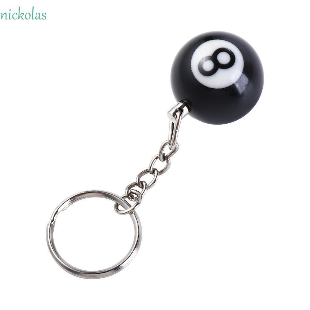 NICKOLAS Lucky สีดํา 8 พวงกุญแจแฟชั่น Mini Resin Ball รอบ Ball กระเป๋าอุปกรณ์เสริมสนุ๊กเกอร์ NO.8 พว