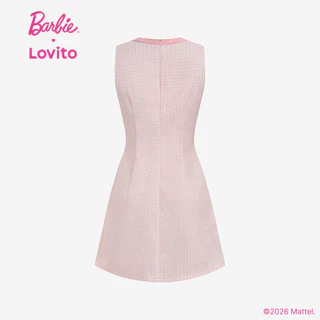 Barbie™ X Lovito เดรสลำลองสีชมพูสำหรับผู้หญิง ดีไซน์สวยหรู ปักลายหวานๆ สีสันสดใส เหมาะสำหรับฤดูใบไม้ผลิ/ฤดูร้อน เกาหลี อินเทรนด์ LB1AD033
